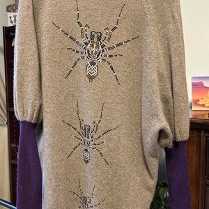 Cashmere Sweater with crystal Spider Designs